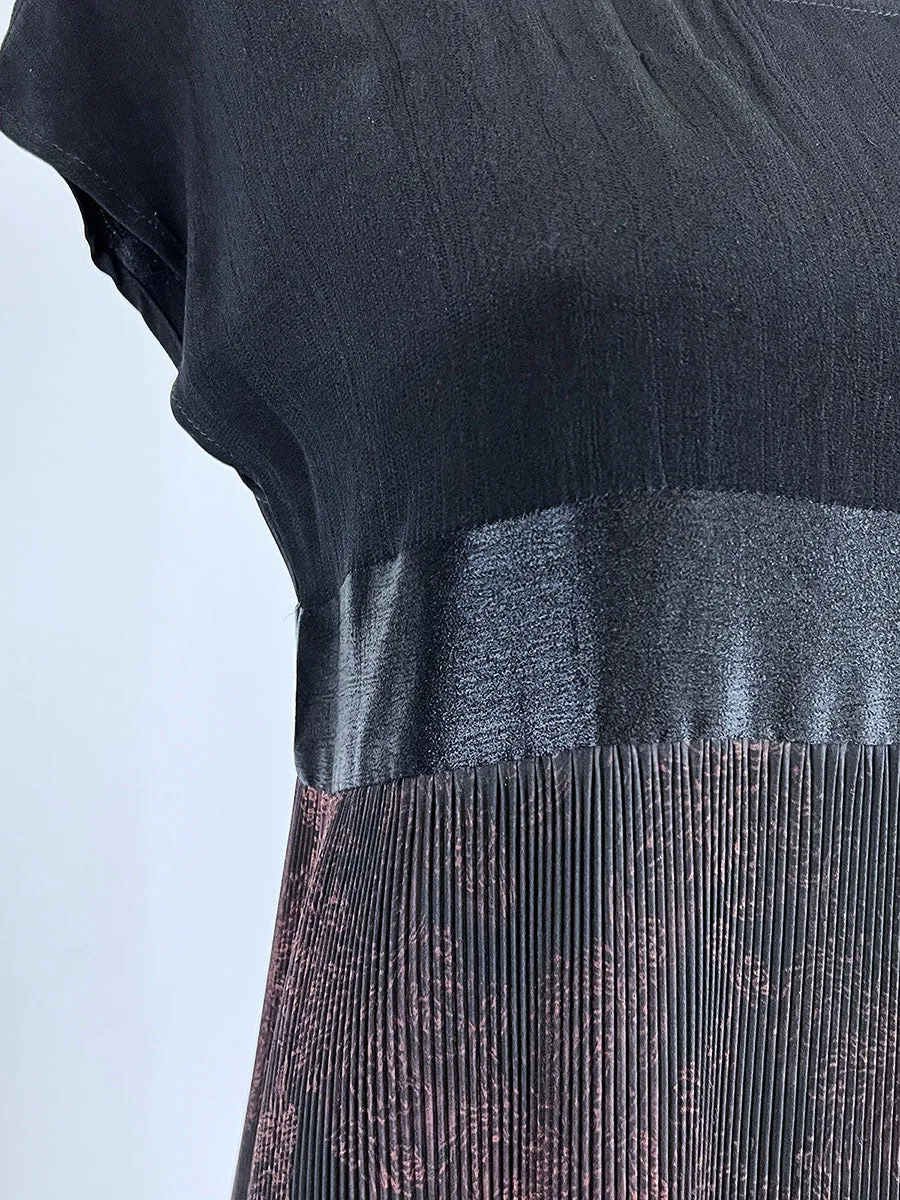 Vintage Yasuko Kurisaka Größe 16 Schwarz & Braun Kleid