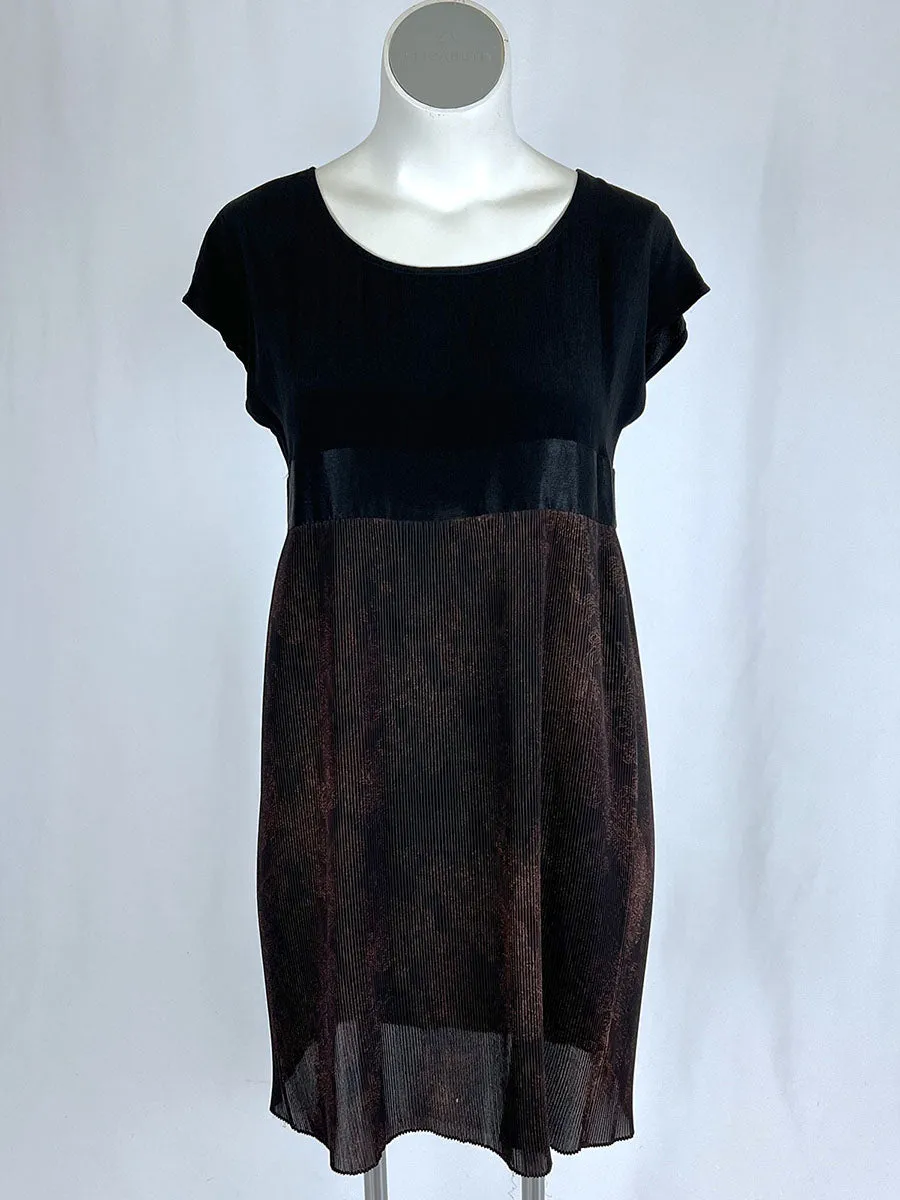 Vintage Yasuko Kurisaka Größe 16 Schwarz & Braun Kleid