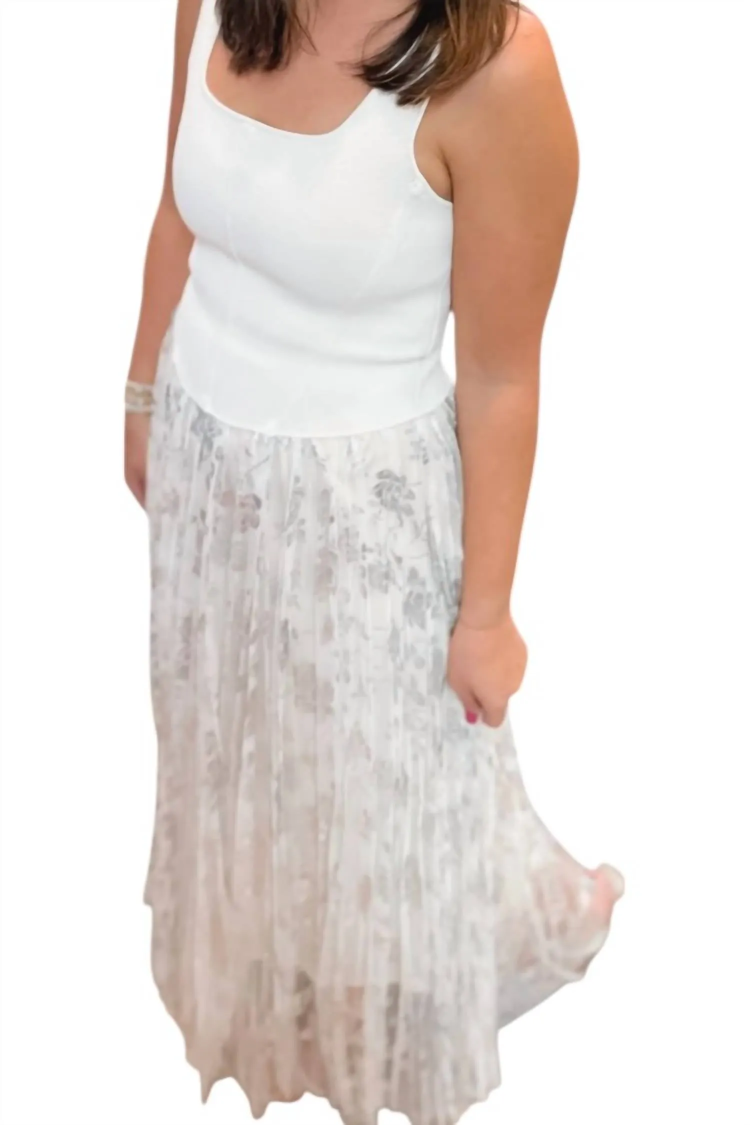 Viv Blumen-Maxi-Rock in Silber