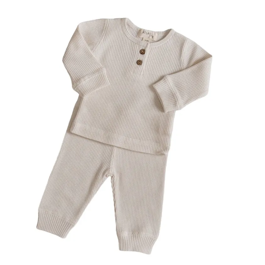 Waffle Langarm-Set Babykids_Atlas-Grau