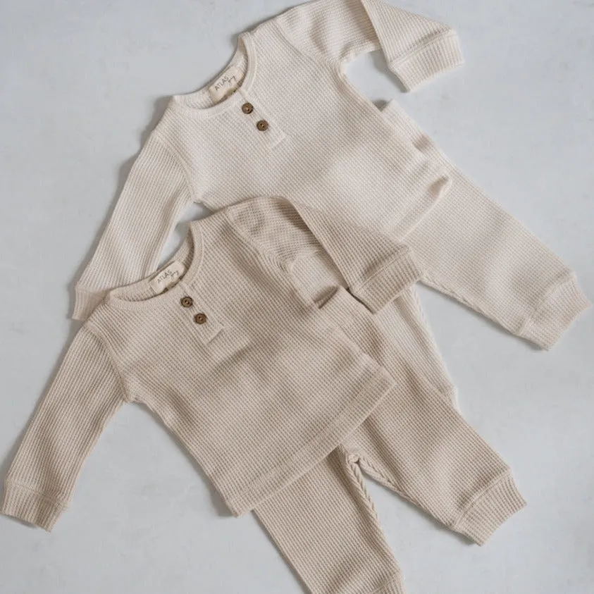 Waffle Langarm-Set Babykids_Atlas-Grau