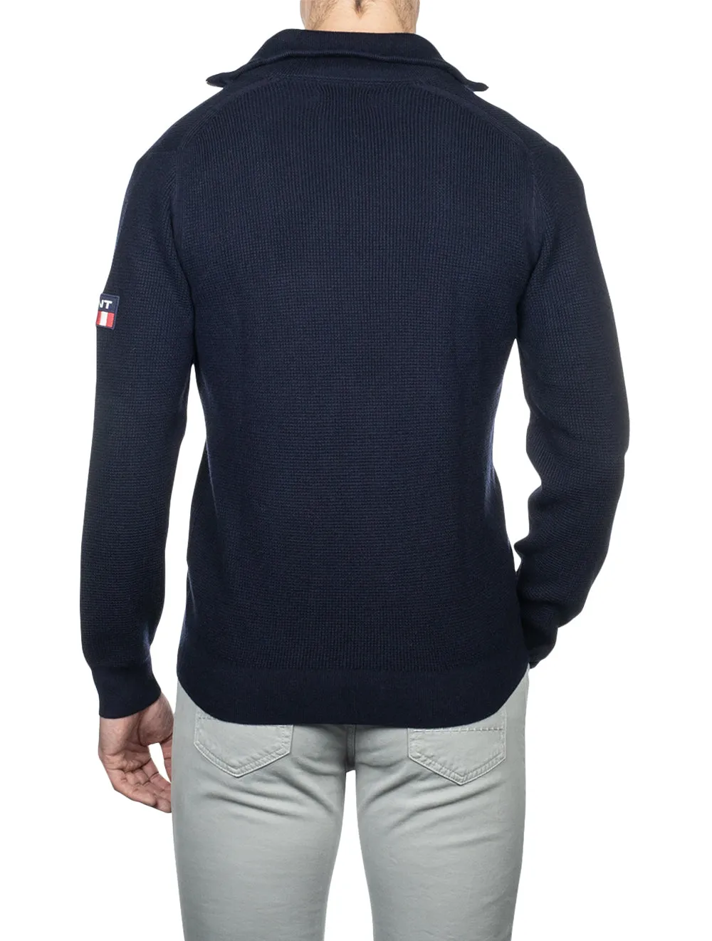 Waffelrippen-Halbzip-Pullover Abendblau