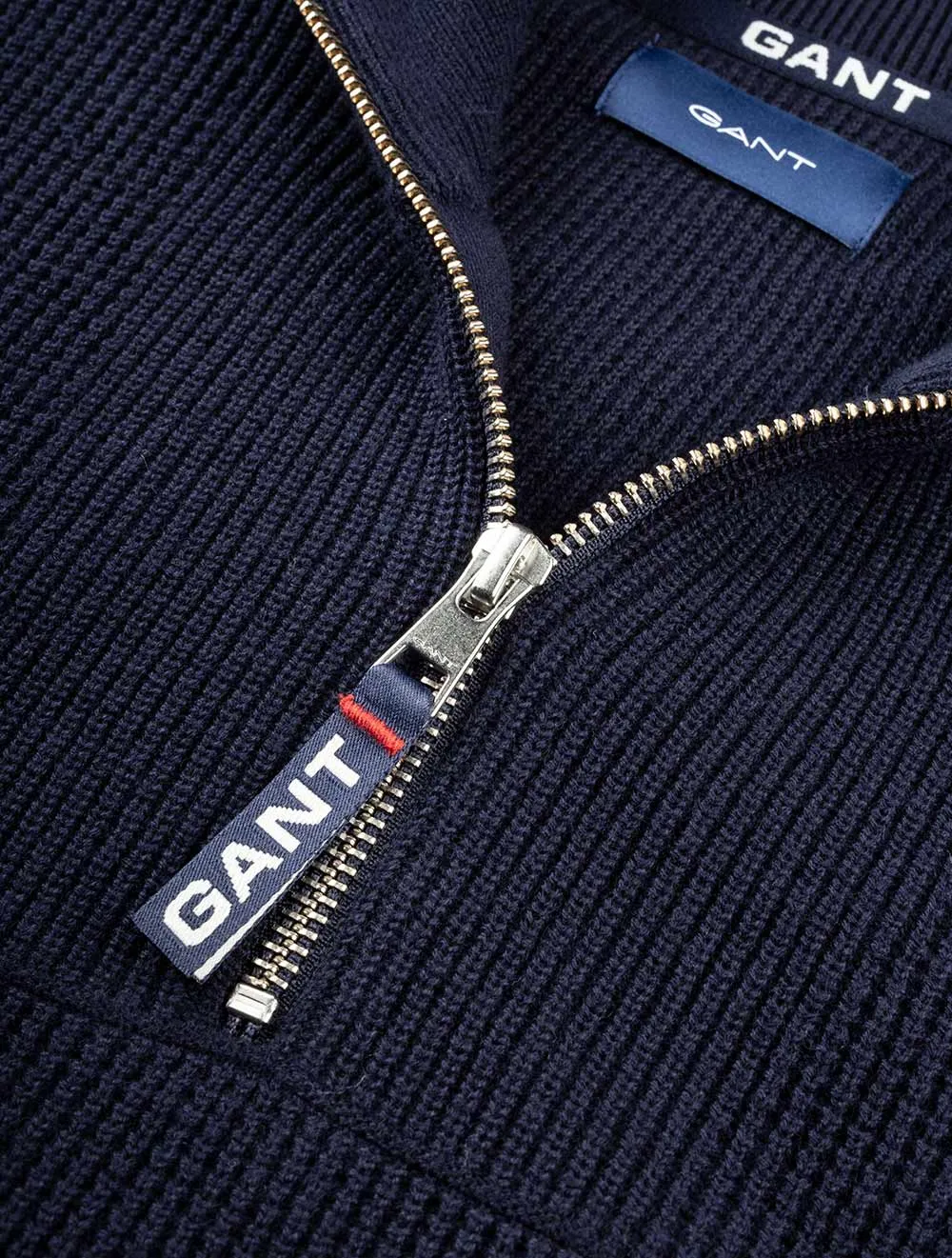 Waffelrippen-Halbzip-Pullover Abendblau