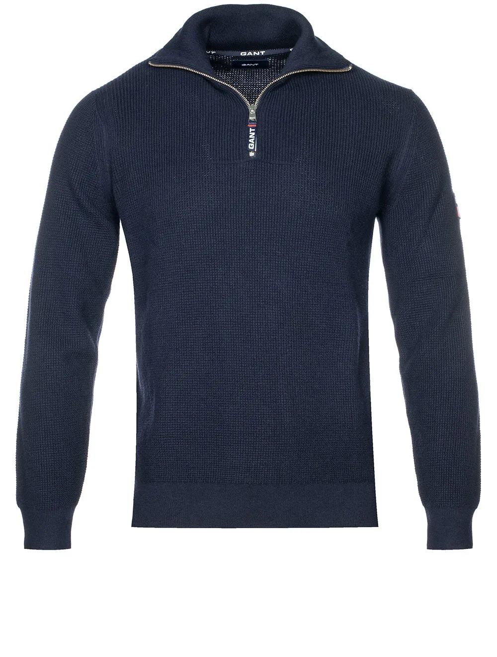 Waffelrippen-Halbzip-Pullover Abendblau