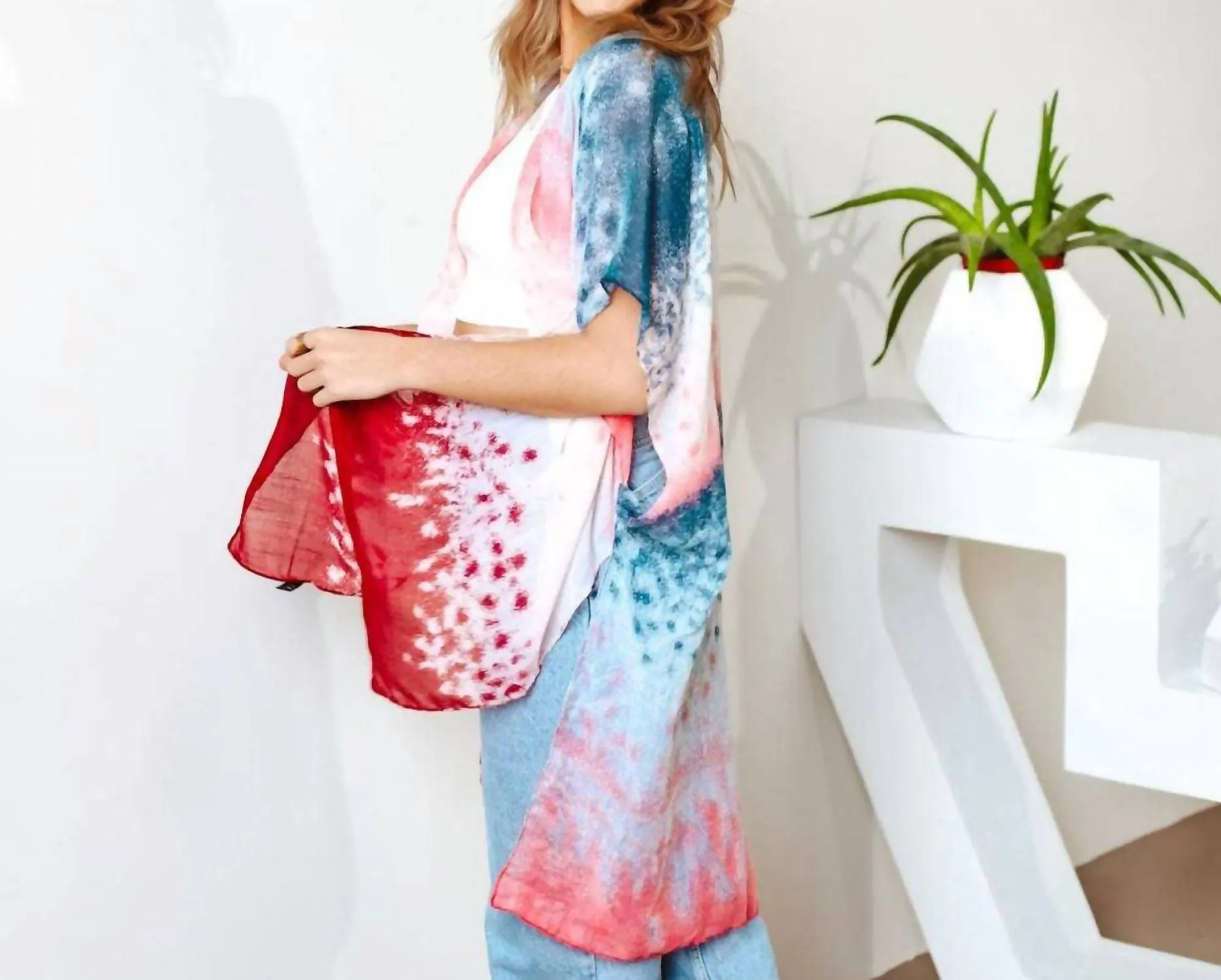 Wanderer Aquarell-Kimono in Mehrfarbig