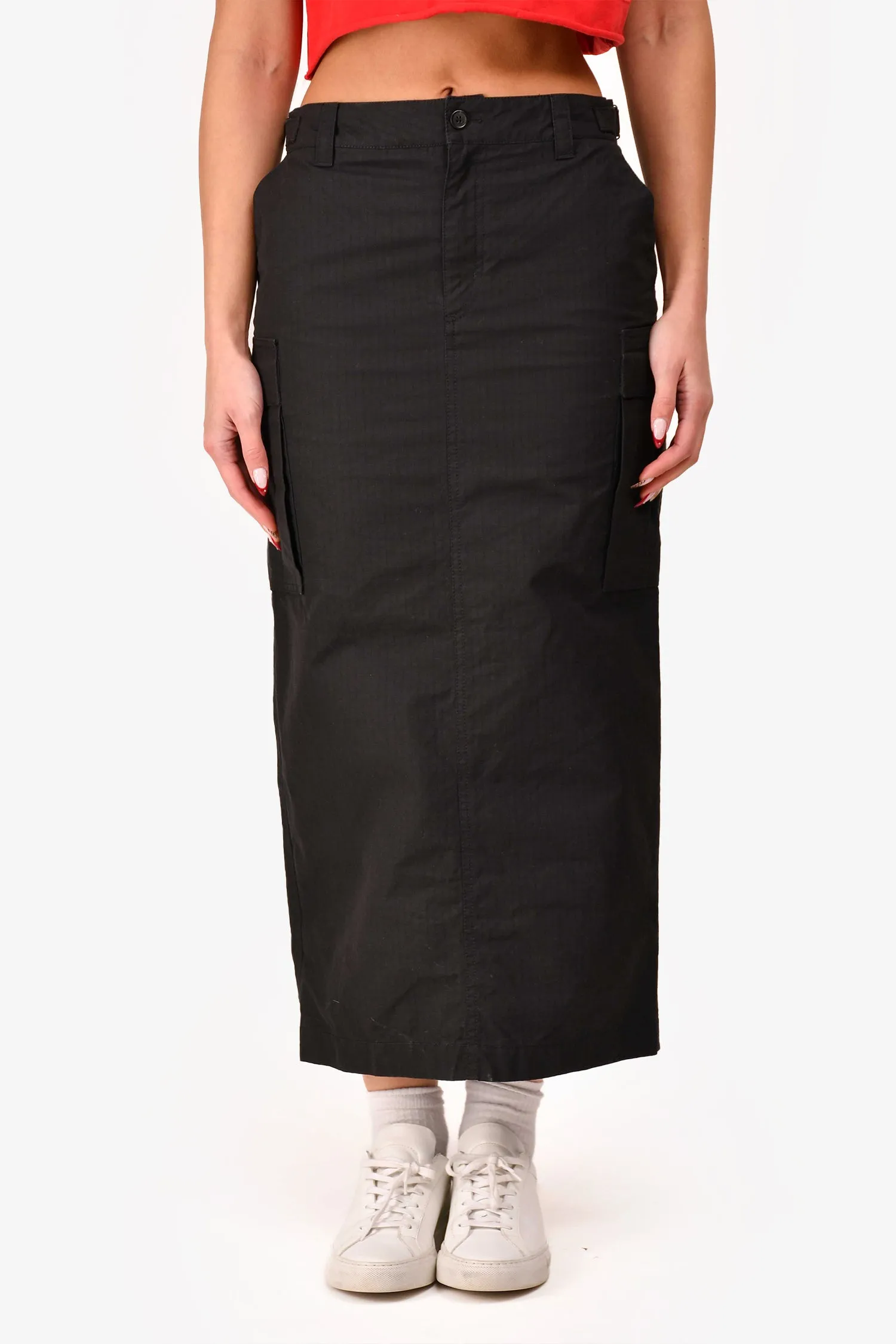 Wardrobe NYC Schwarze Baumwoll-Cargo-Midi-Rock Größe XS