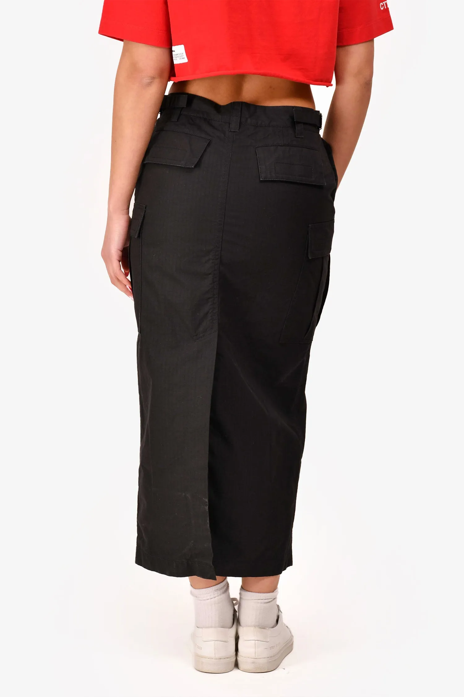 Wardrobe NYC Schwarze Baumwoll-Cargo-Midi-Rock Größe XS