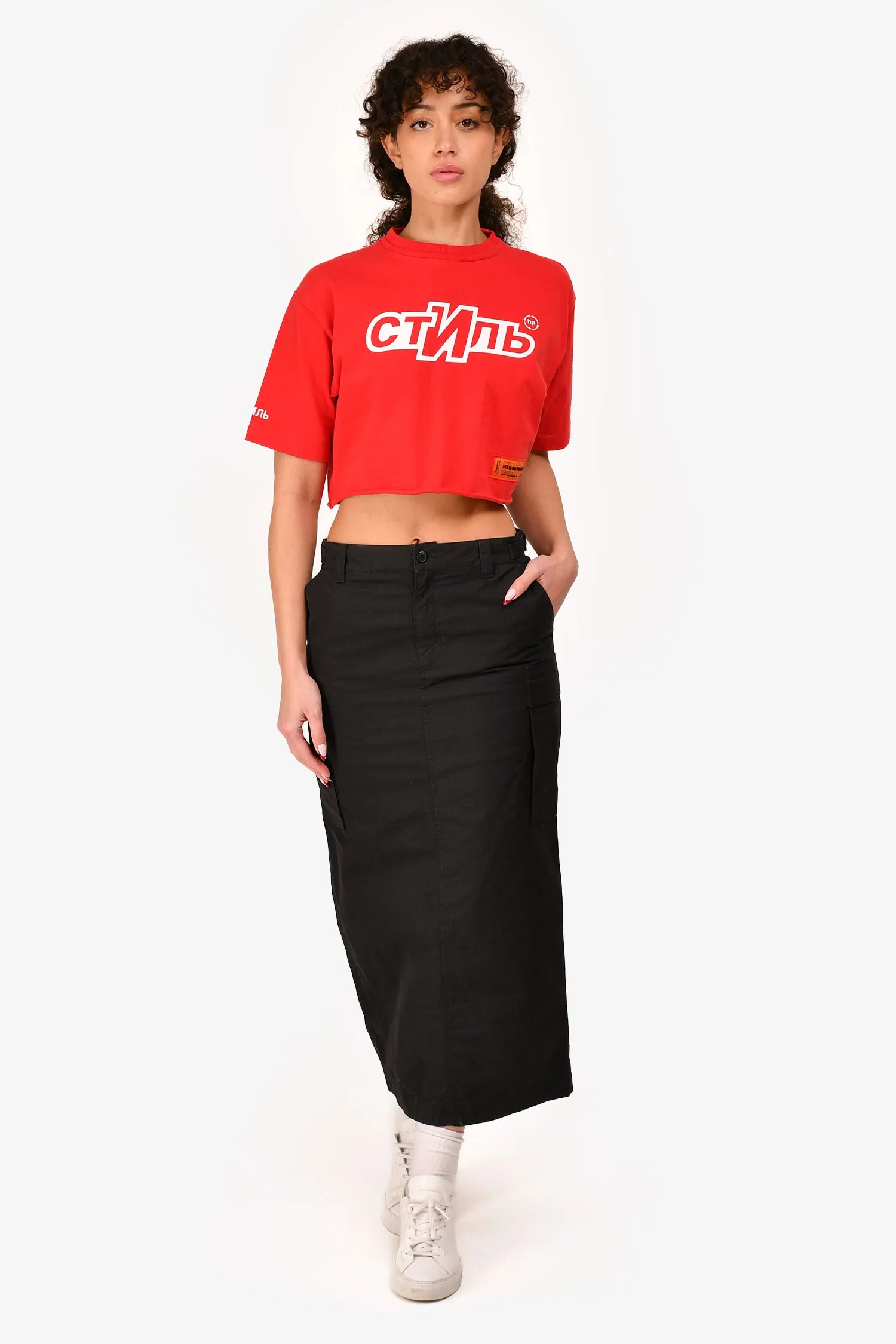 Wardrobe NYC Schwarze Baumwoll-Cargo-Midi-Rock Größe XS