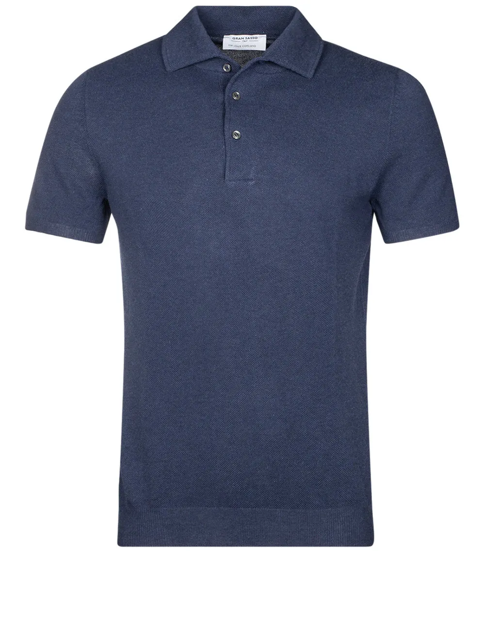 Webstoff Kurzarm Polo mit 3 Knöpfen Blau