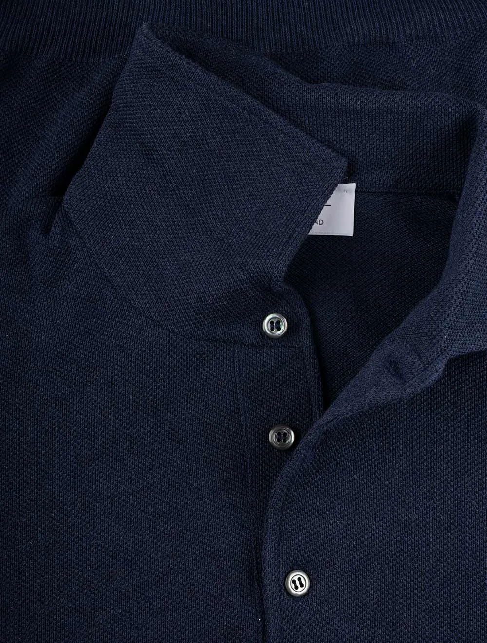 Webstoff Kurzarm Polo mit 3 Knöpfen Blau