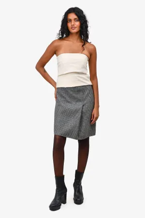 Weekend Max Mara Grey Wool Houndstooth Check Skirt Size 2