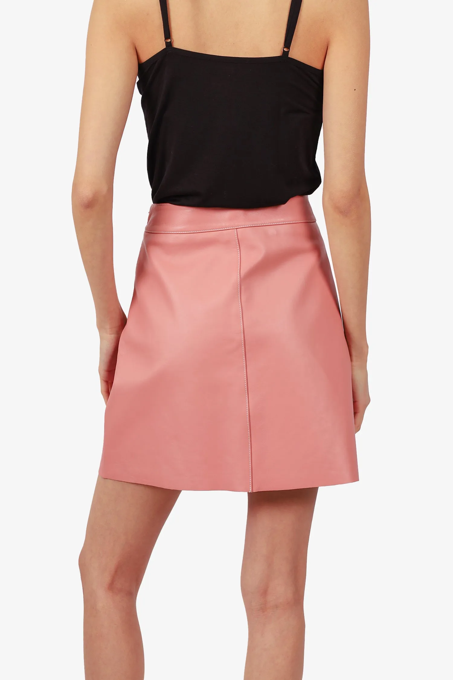 Weekend Max Mara Pink Leder Mini Rock Größe 6