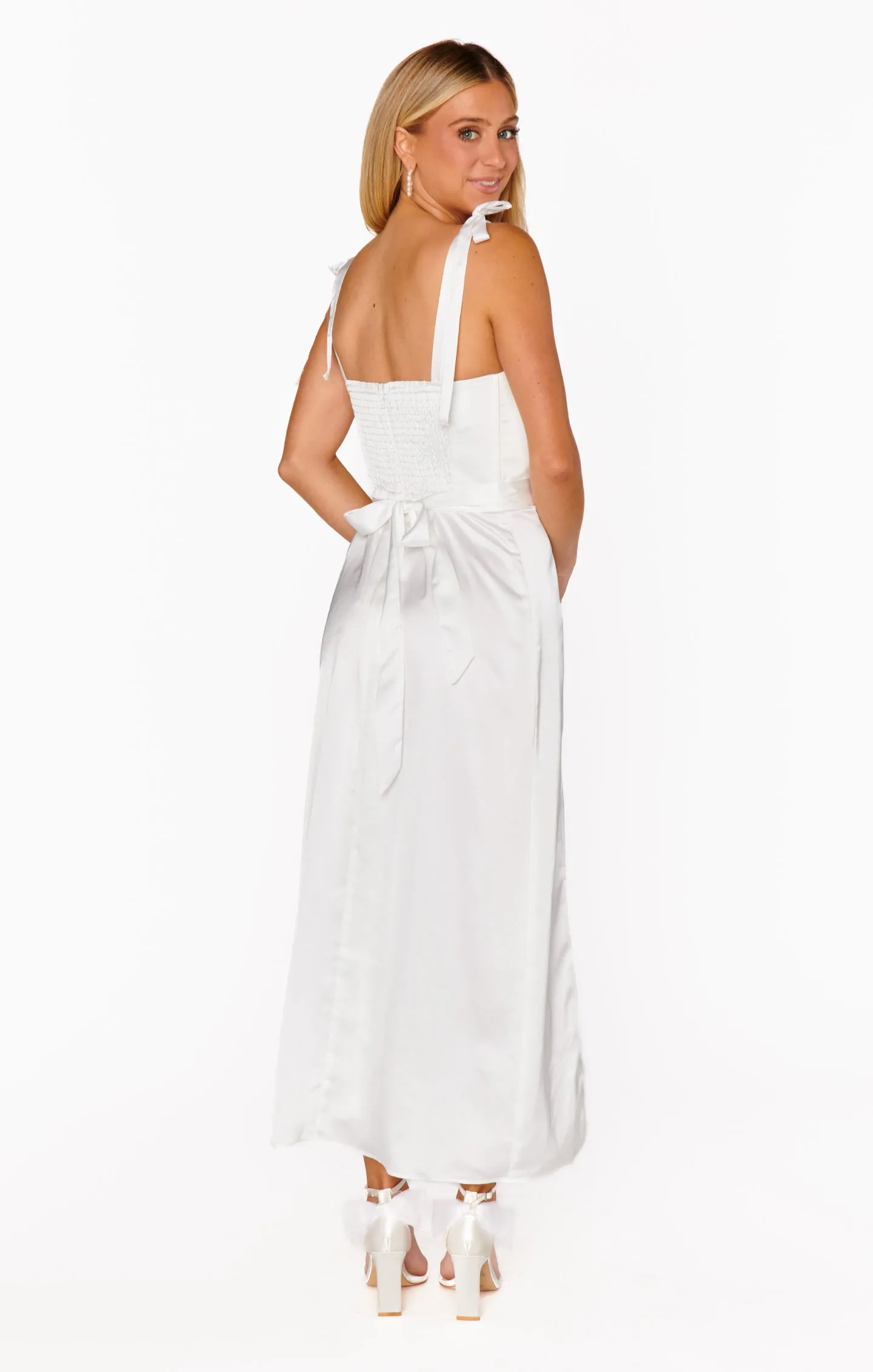 Willow Midi-Kleid ~ Elfenbein Luxus-Satin