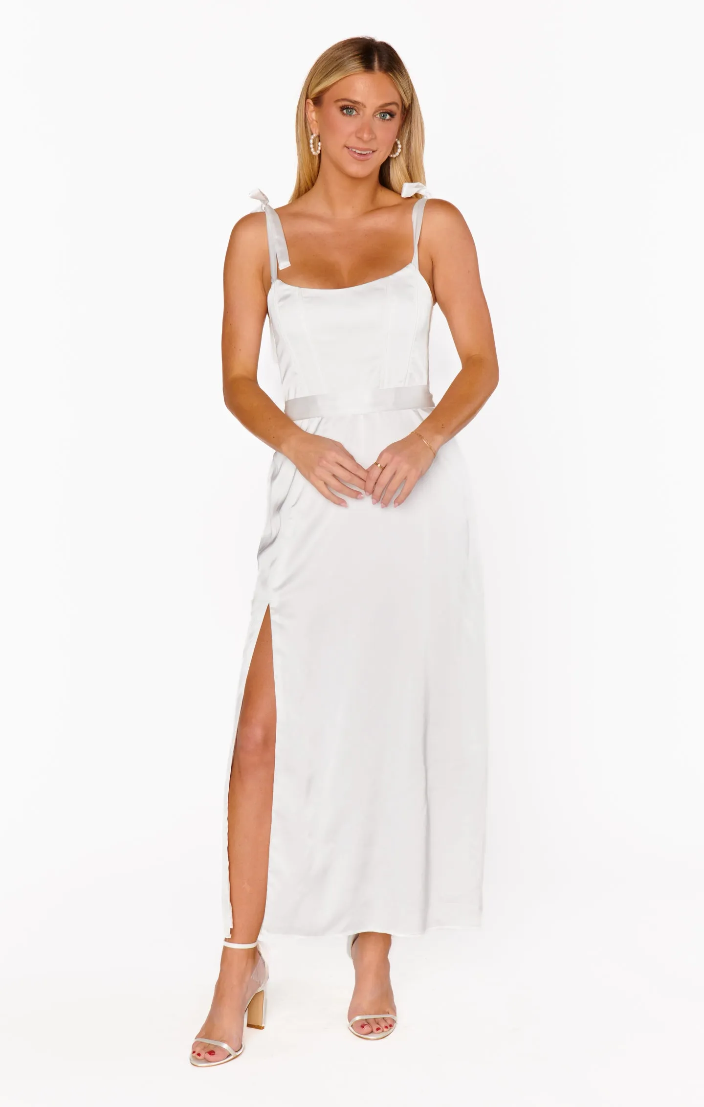 Willow Midi-Kleid ~ Elfenbein Luxus-Satin