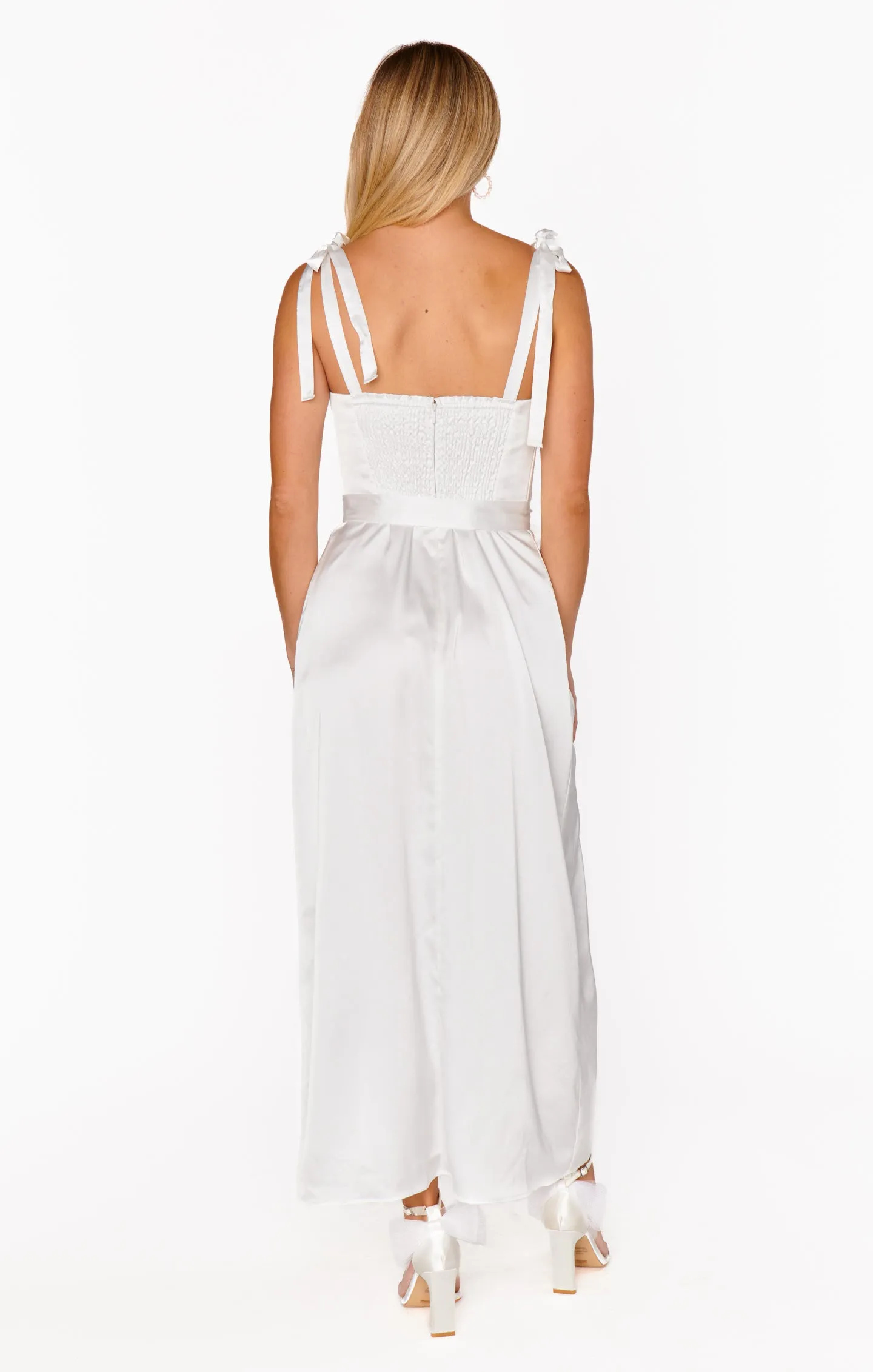 Willow Midi-Kleid ~ Elfenbein Luxus-Satin