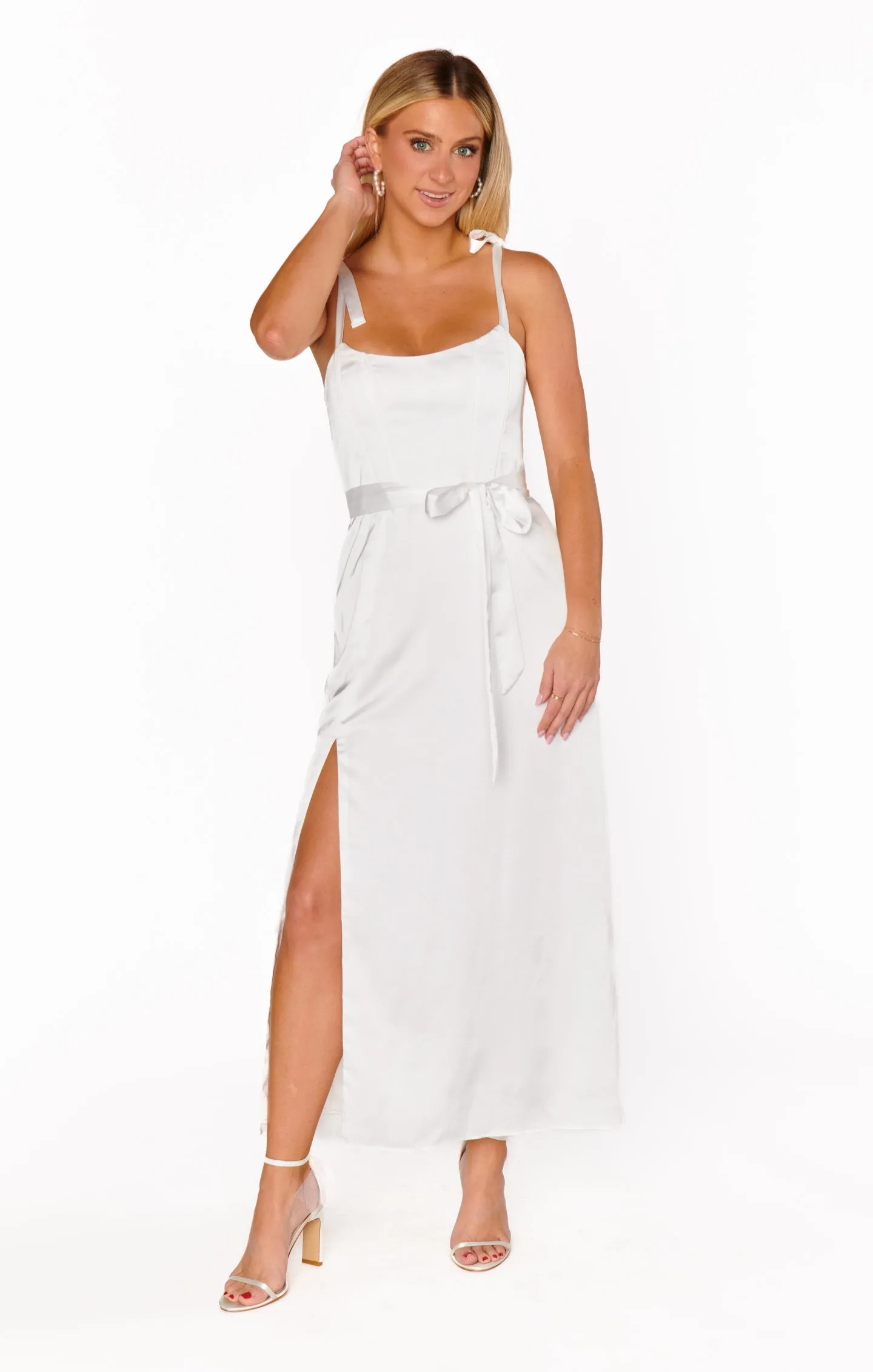 Willow Midi-Kleid ~ Elfenbein Luxus-Satin