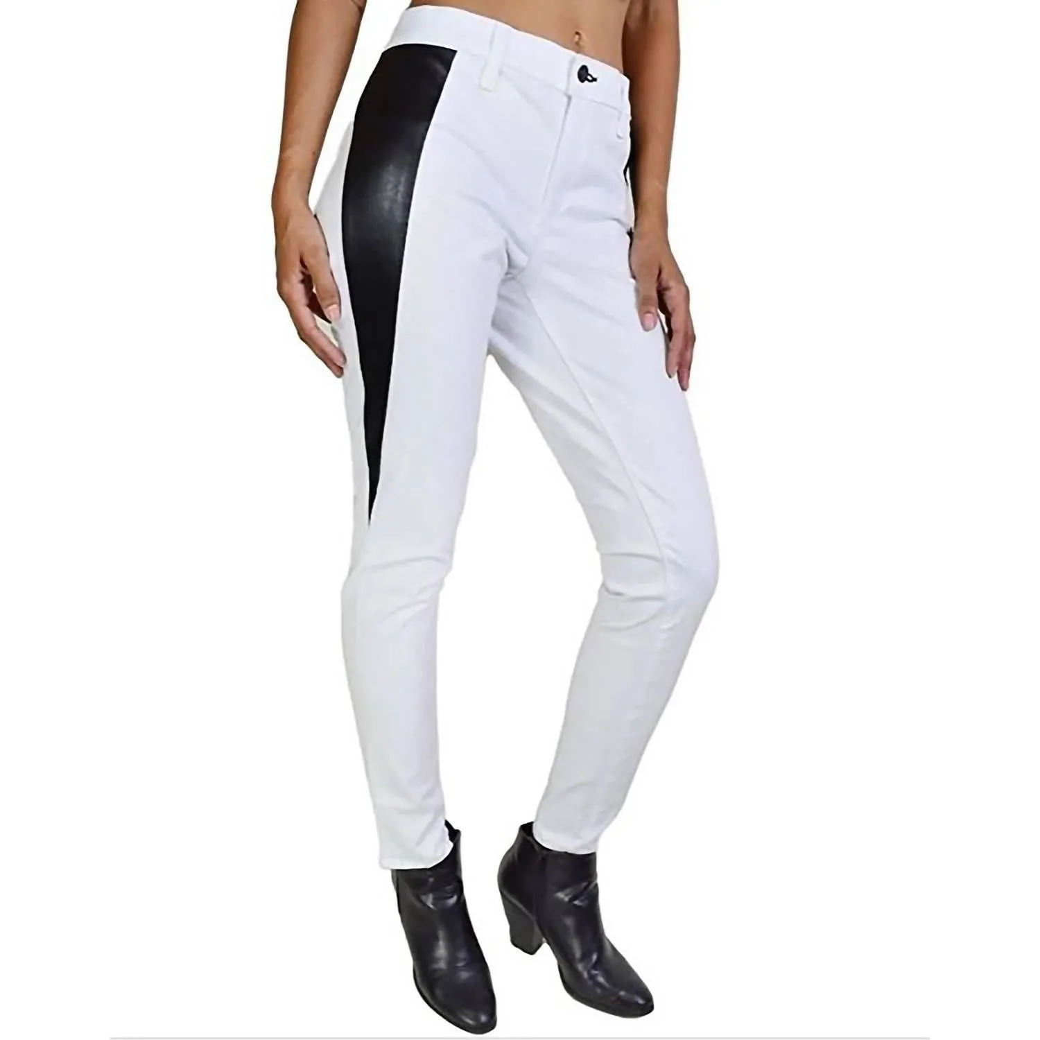 Weiße Leder-Pop-Leggings für Damen