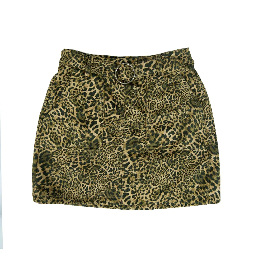Damen-Gürtelrock mit Tiger-Print