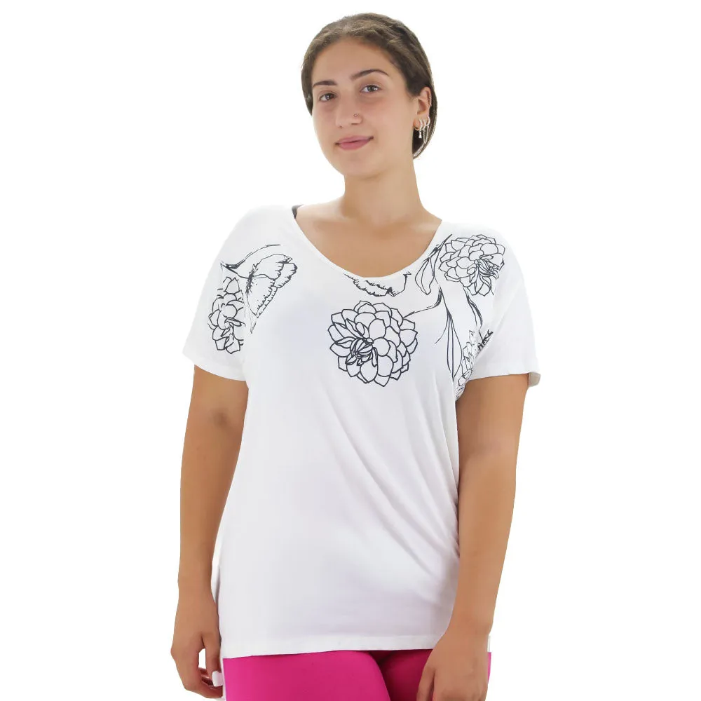 Damen Grafik Kurzarm-Shirt, Weiß