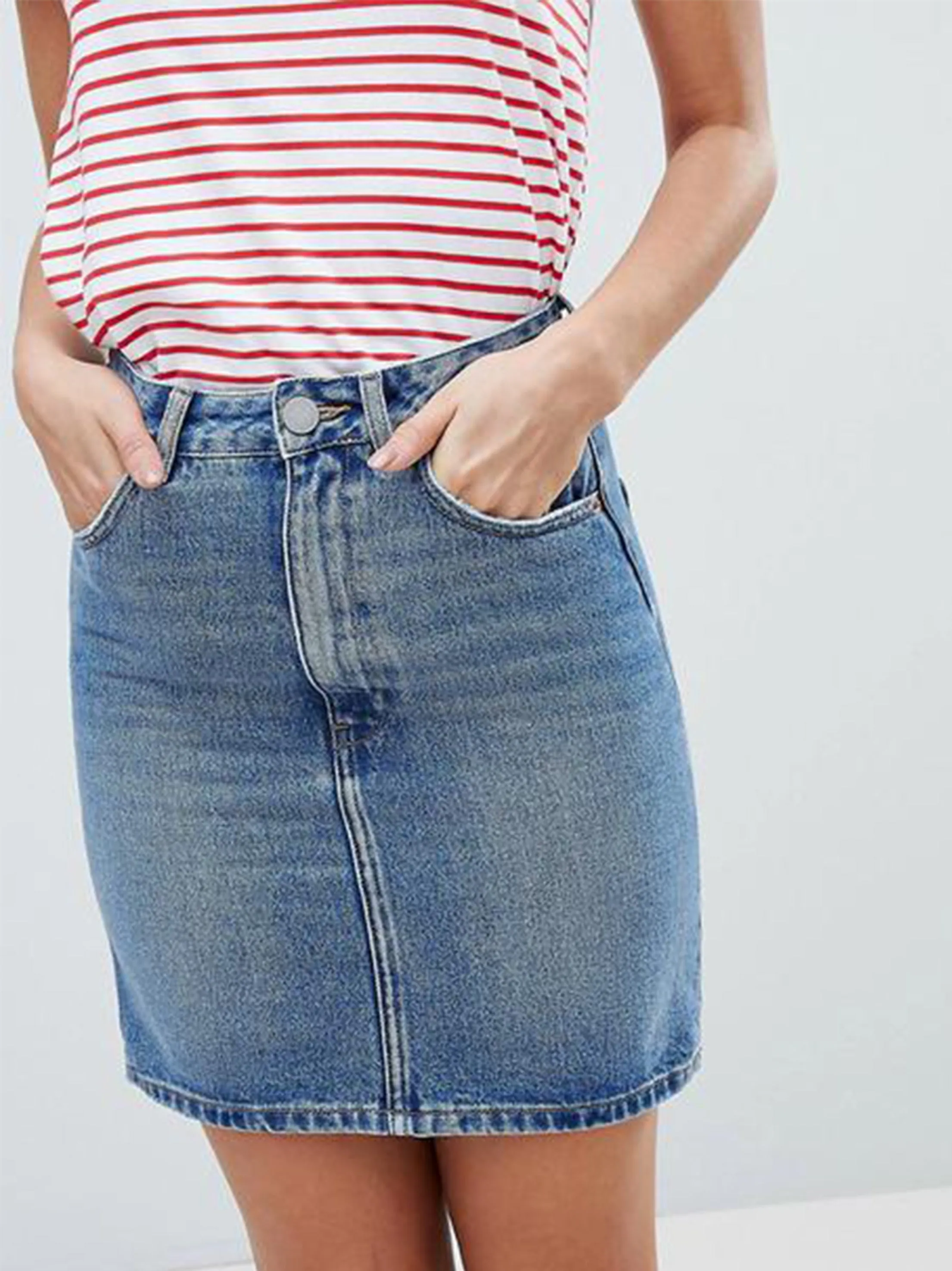Damen Jeansrock Uni, Blau
