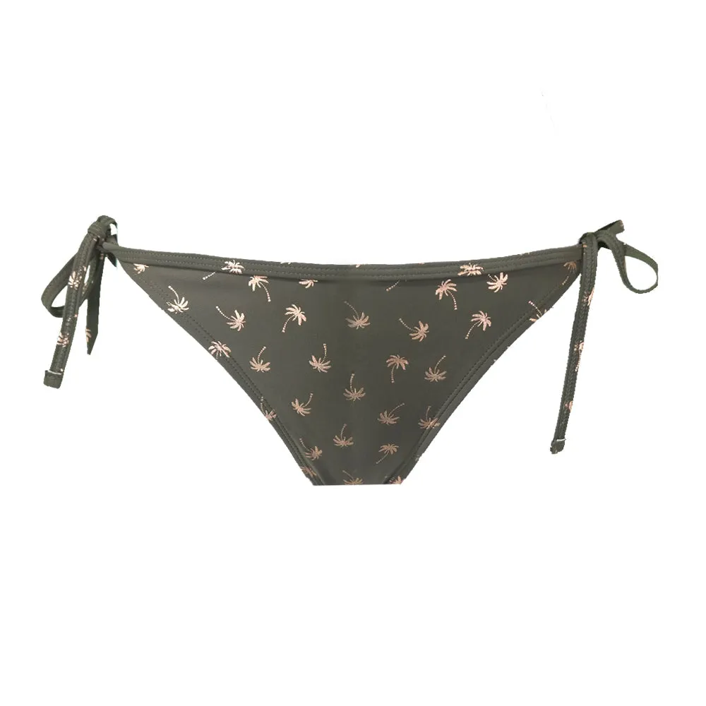 Damen-Bikiniunterteil mit Druck und Metalloptik, Olive