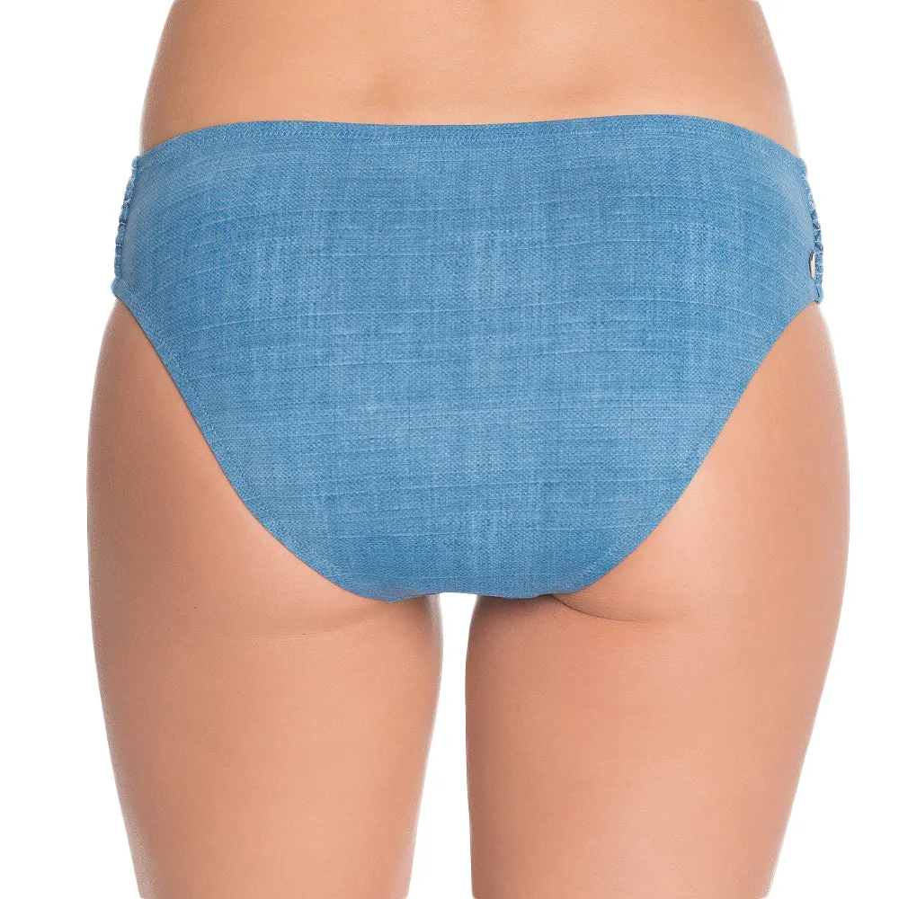 Damen-Bikiniunterteil mit Karomuster, Blau