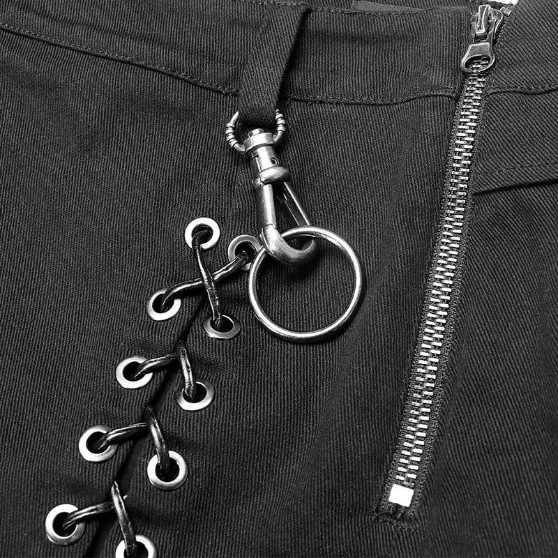 Damen-Punk-Criss-Cross-Schnürung-Denim-Minirock