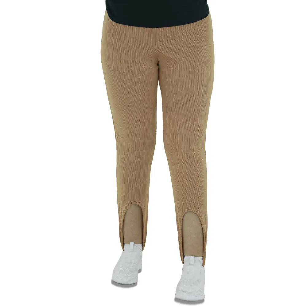 Damen Rippenleggings, Kamel