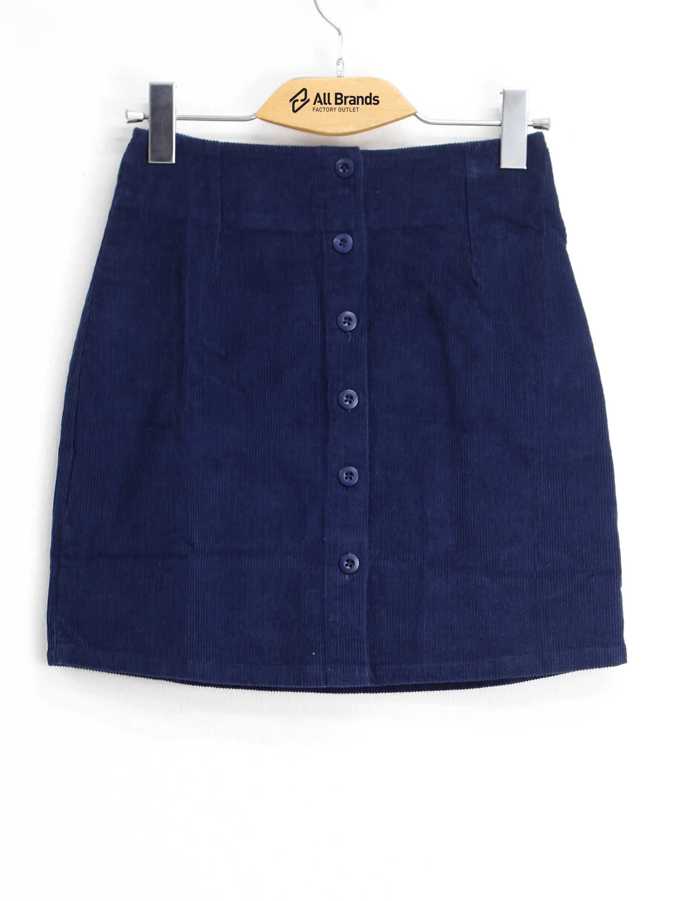 Damen Rippsamtwand Rock, Marineblau