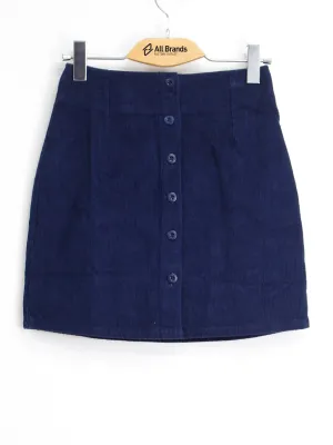 Women's Ribbed Velvet Skirt,Navy