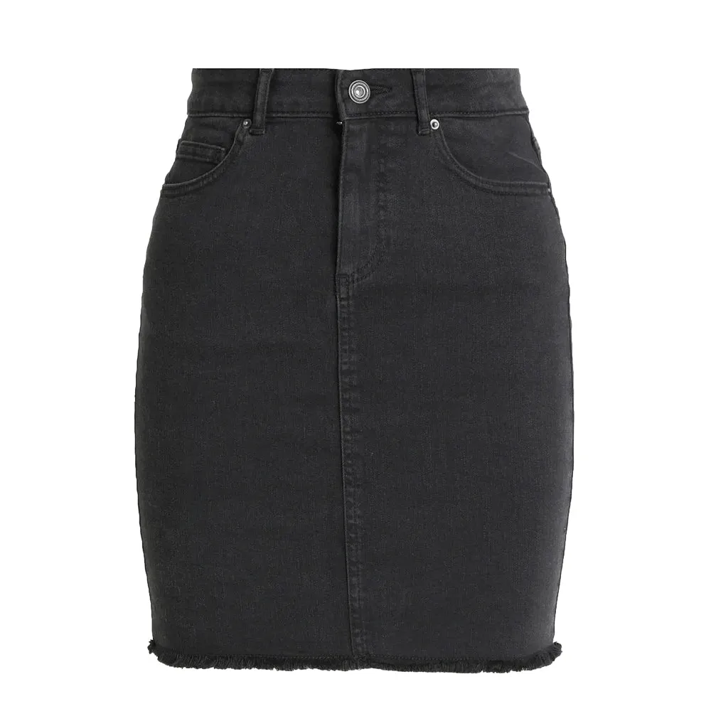 Zerrissene Damen-Denimrock, Schwarz