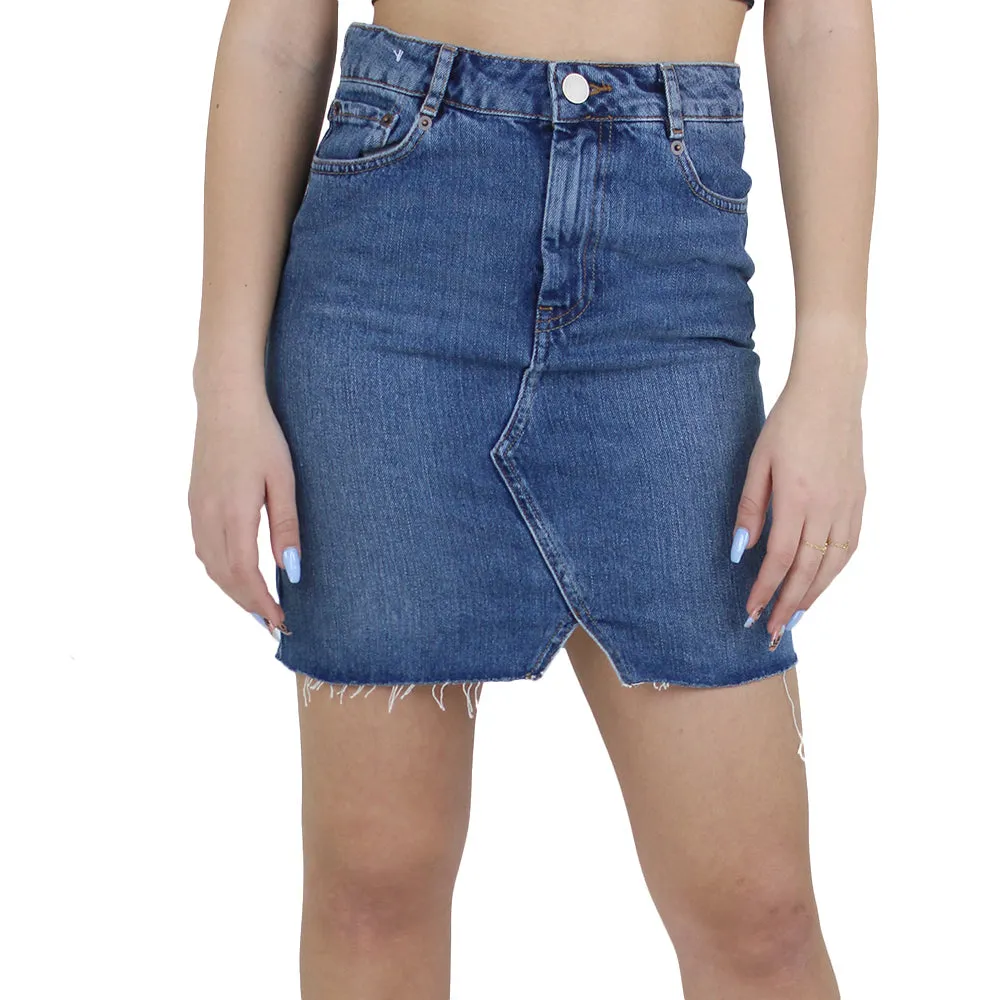 Zerrissene Damen-Jeansrock, Blau