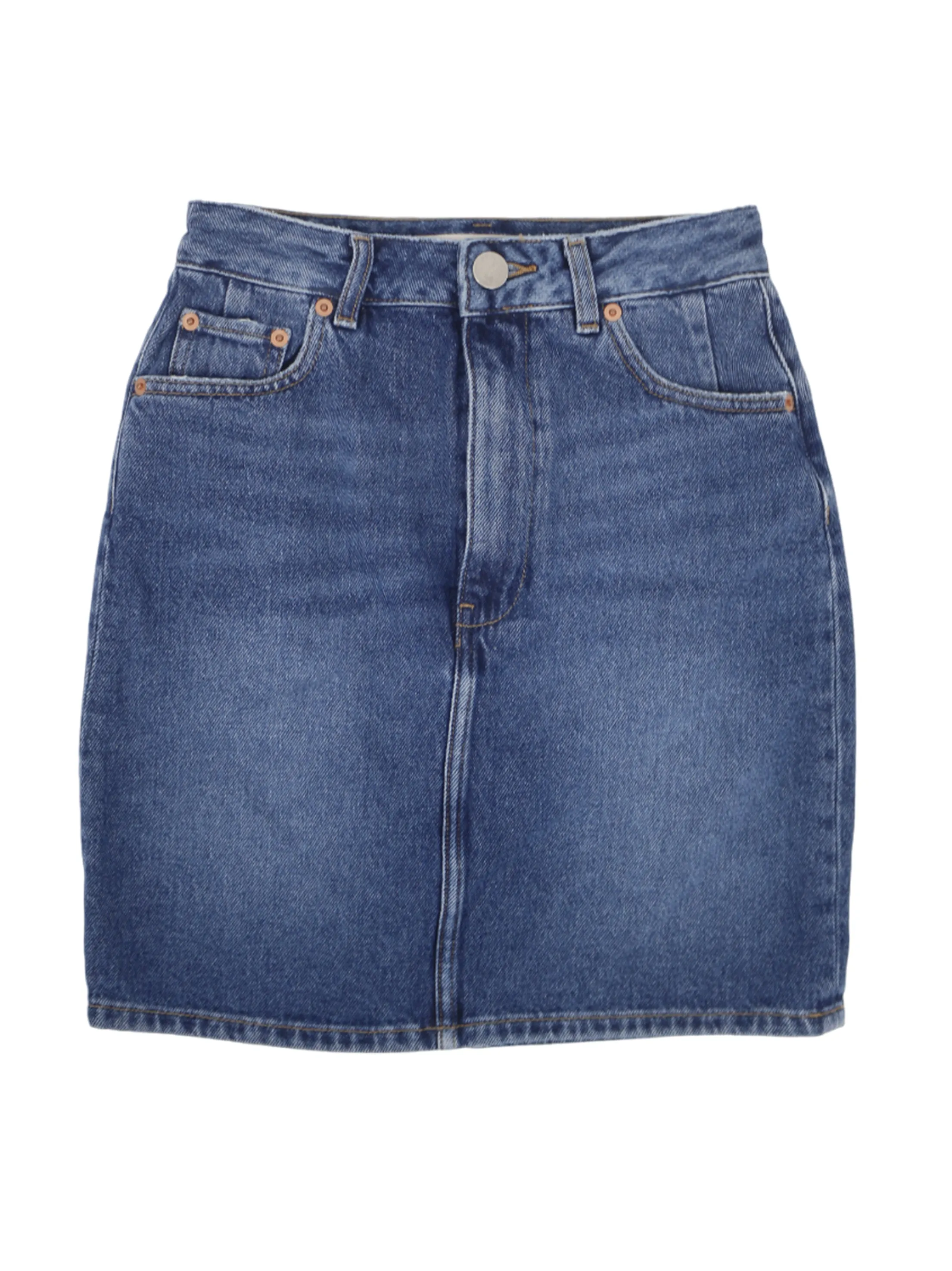 Damen-Washed-Denim-Rock, Blau