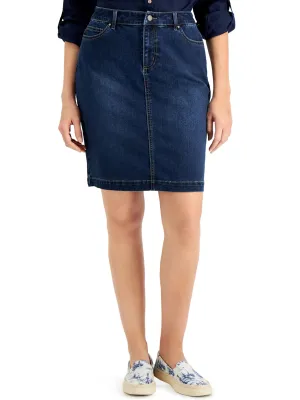 Women's Washed Denim Skirt,Blue