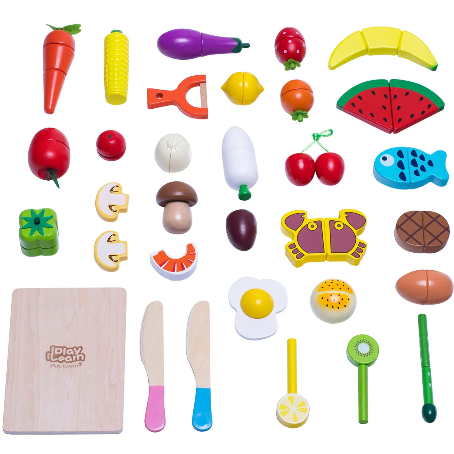 Holz Schneide-Koch-Lebensmittel-Set Spielküche Spielzeug