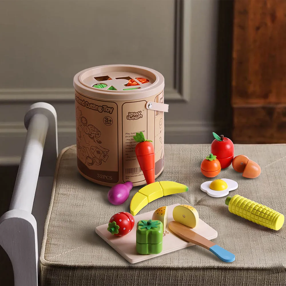 Holz Schneide-Koch-Lebensmittel-Set Spielküche Spielzeug