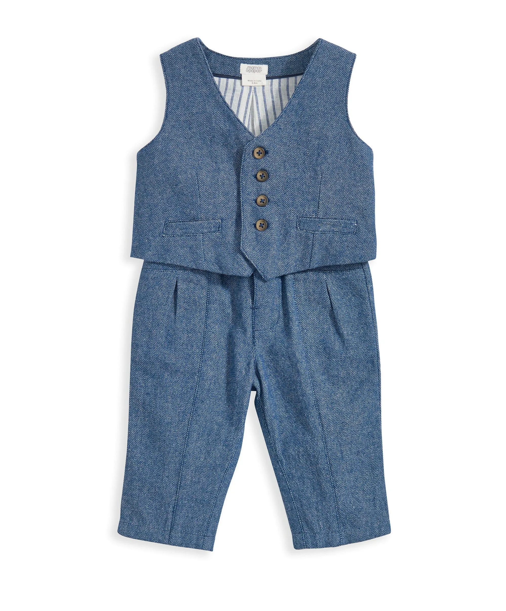 Gewebtes Westen- & Hosen-Outfit-Set - Blau