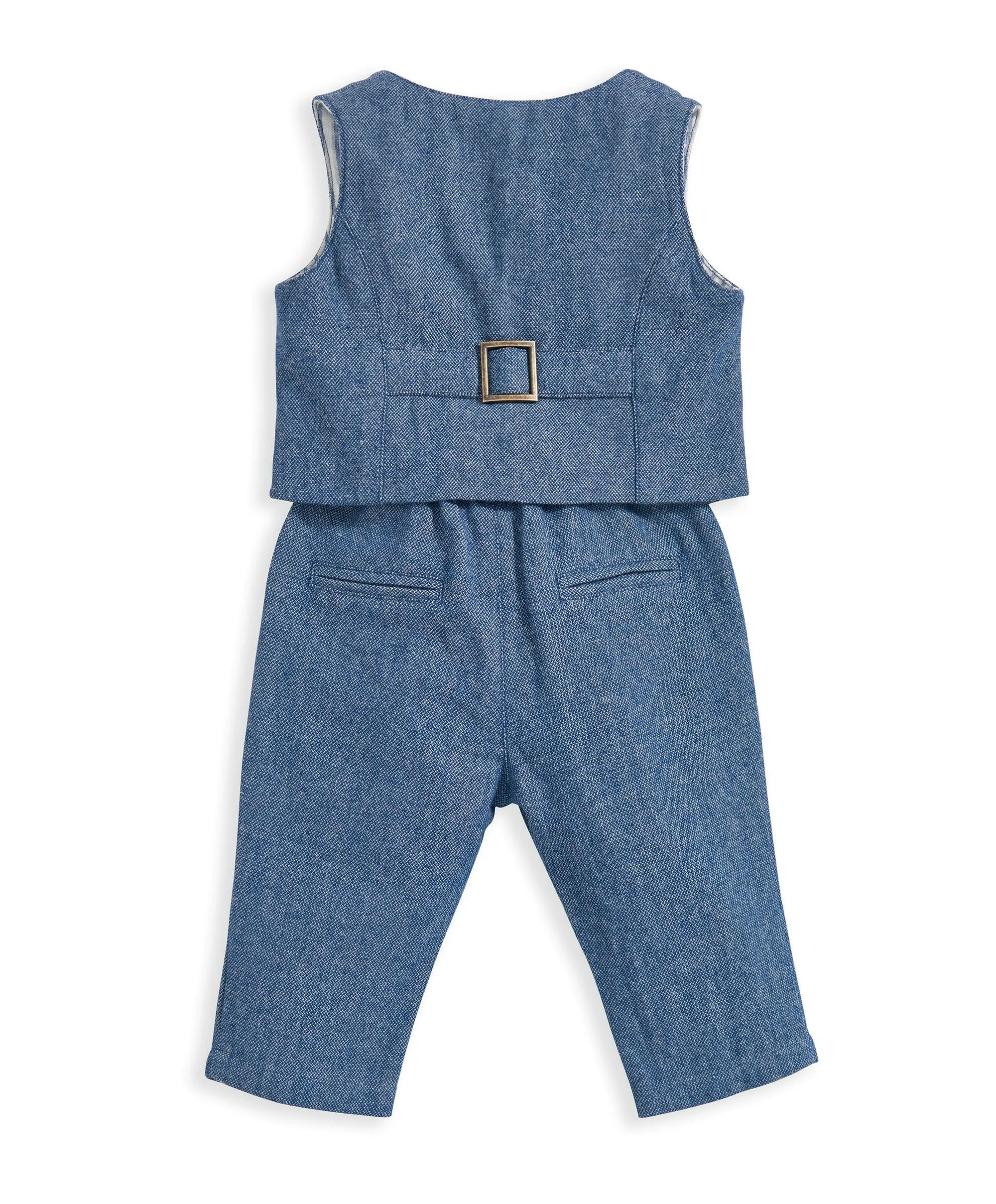 Gewebtes Westen- & Hosen-Outfit-Set - Blau