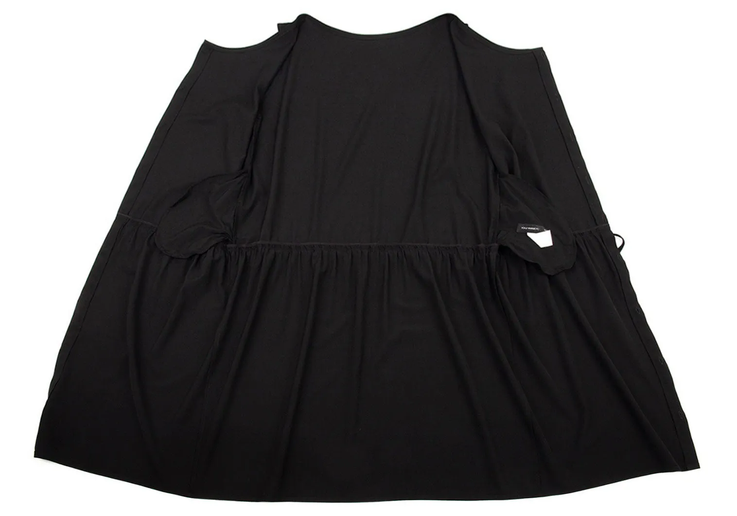 Yohji Yamamoto Japan. NOIR Schwarzes Wollkleid ohne Ärmel mit Zugband