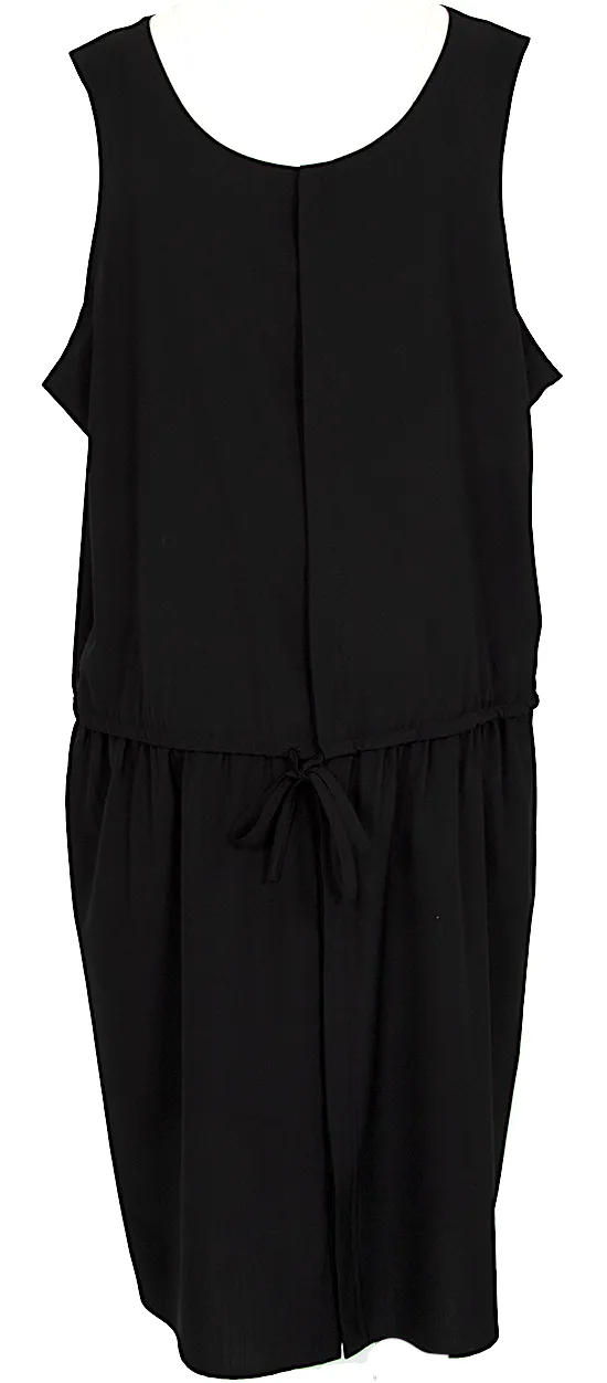 Yohji Yamamoto Japan. NOIR Schwarzes Wollkleid ohne Ärmel mit Zugband