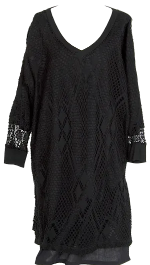 Yohji Yamamoto Japan. Y's Black Diamond Woven Layered Dress