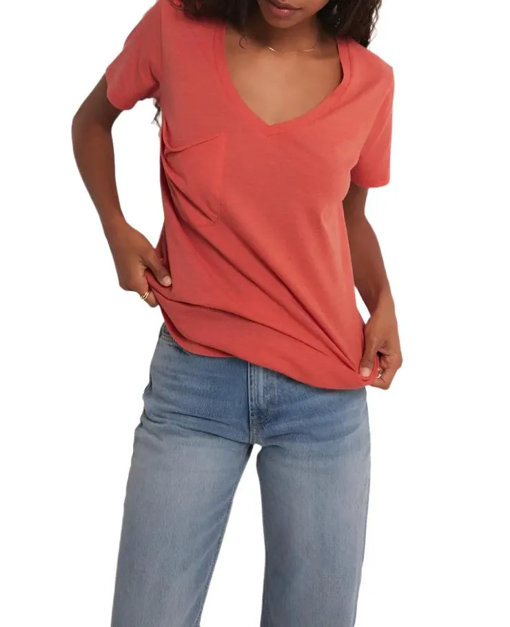 Z Supply V-Ausschnitt T-Shirt mit Tasche Tango