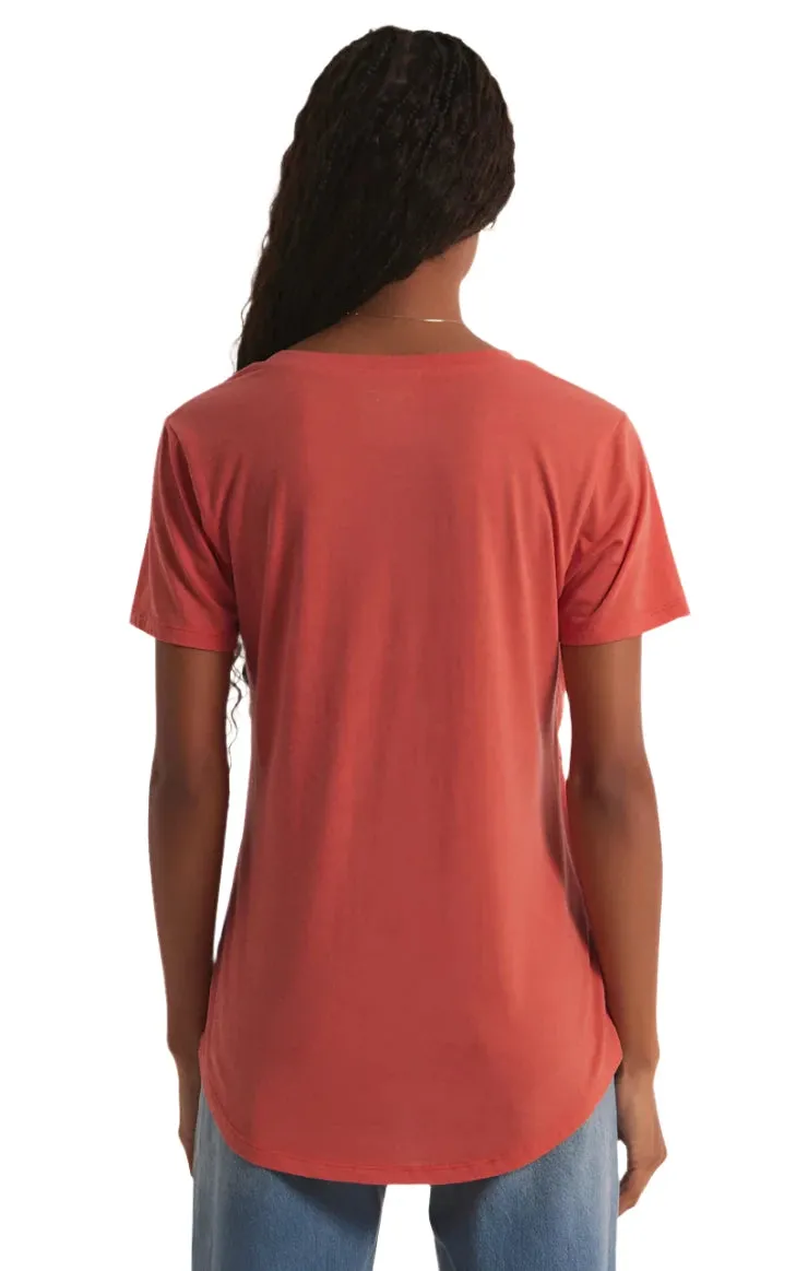 Z Supply V-Ausschnitt T-Shirt mit Tasche Tango