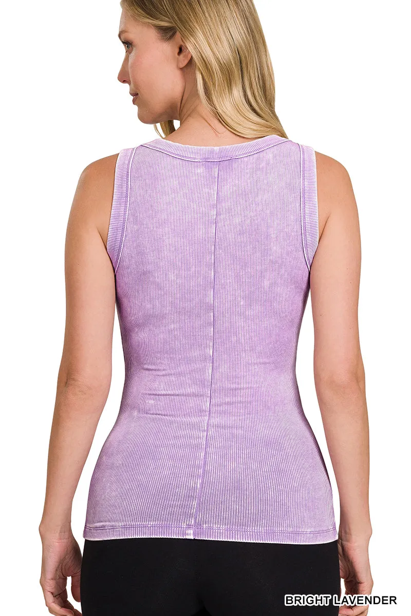 Zenana Mineralgewaschener Rippstrick-Tanktop RTW-8424