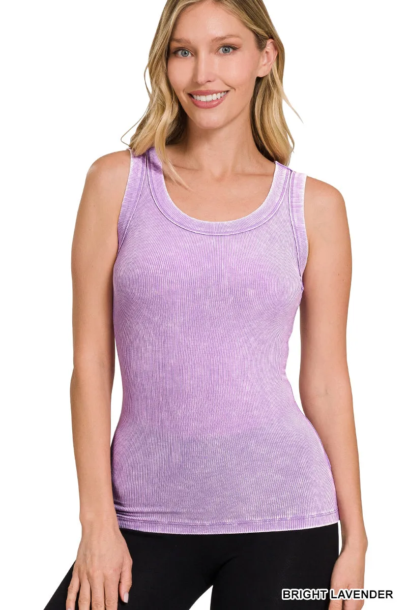 Zenana Mineralgewaschener Rippstrick-Tanktop RTW-8424