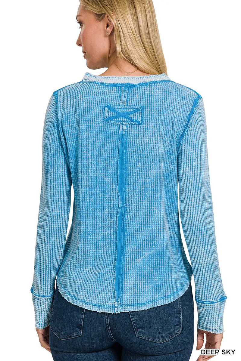 Zenana Mineralgewaschener Thermo-Henley CTW-3257Y