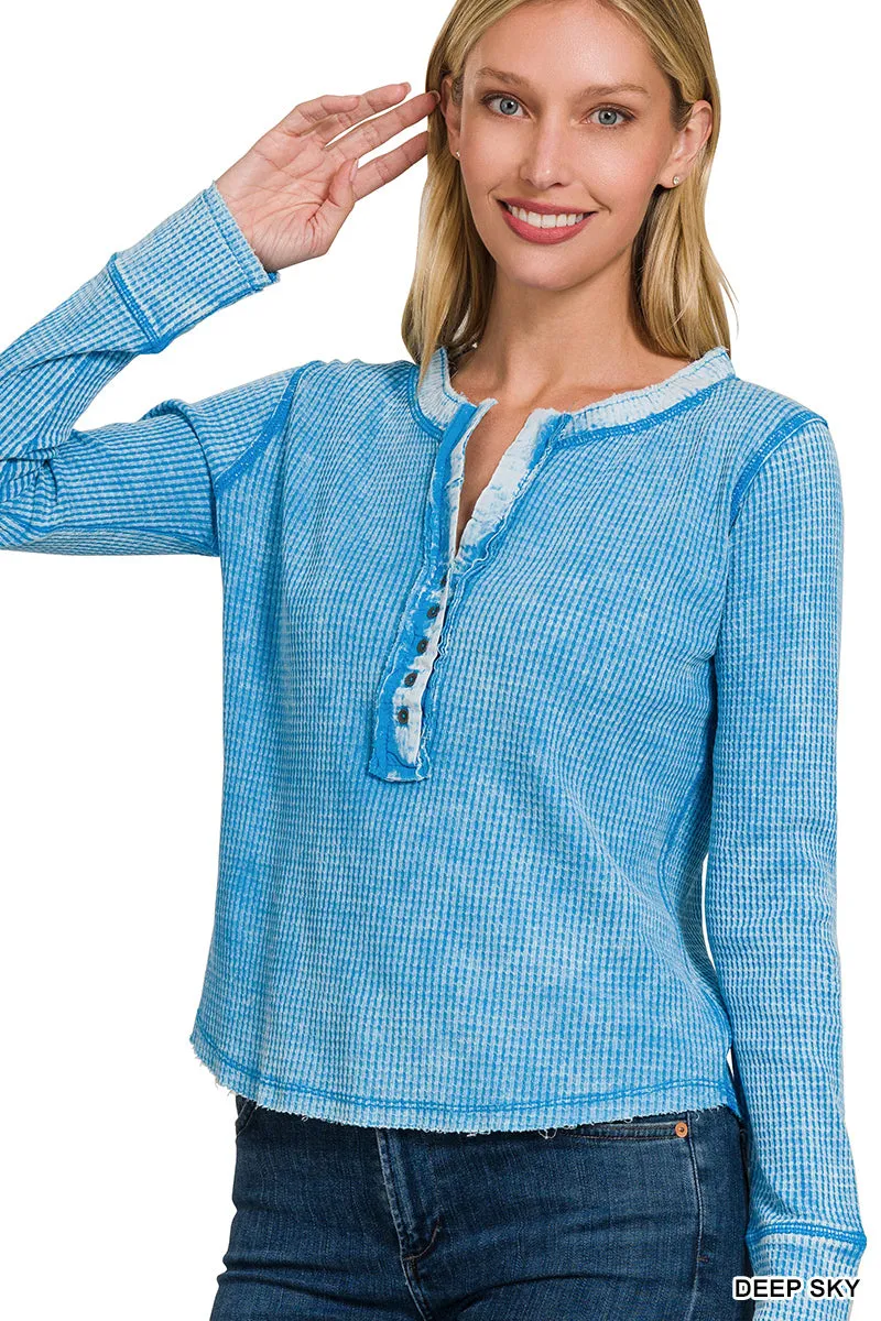 Zenana Mineralgewaschener Thermo-Henley CTW-3257Y