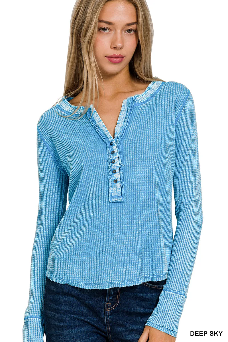 Zenana Mineralgewaschener Thermo-Henley CTW-3257Y