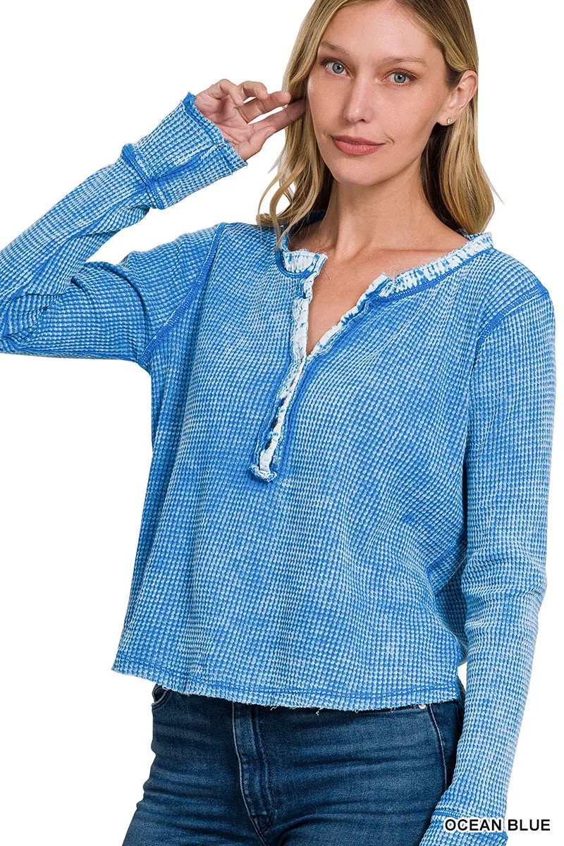 Zenana Mineralgewaschener Thermo-Henley CTW-3257Y