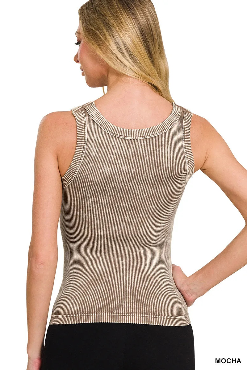 Zenana Reversibles mineralgewaschenes Rippen-Tanktop NTW-6363